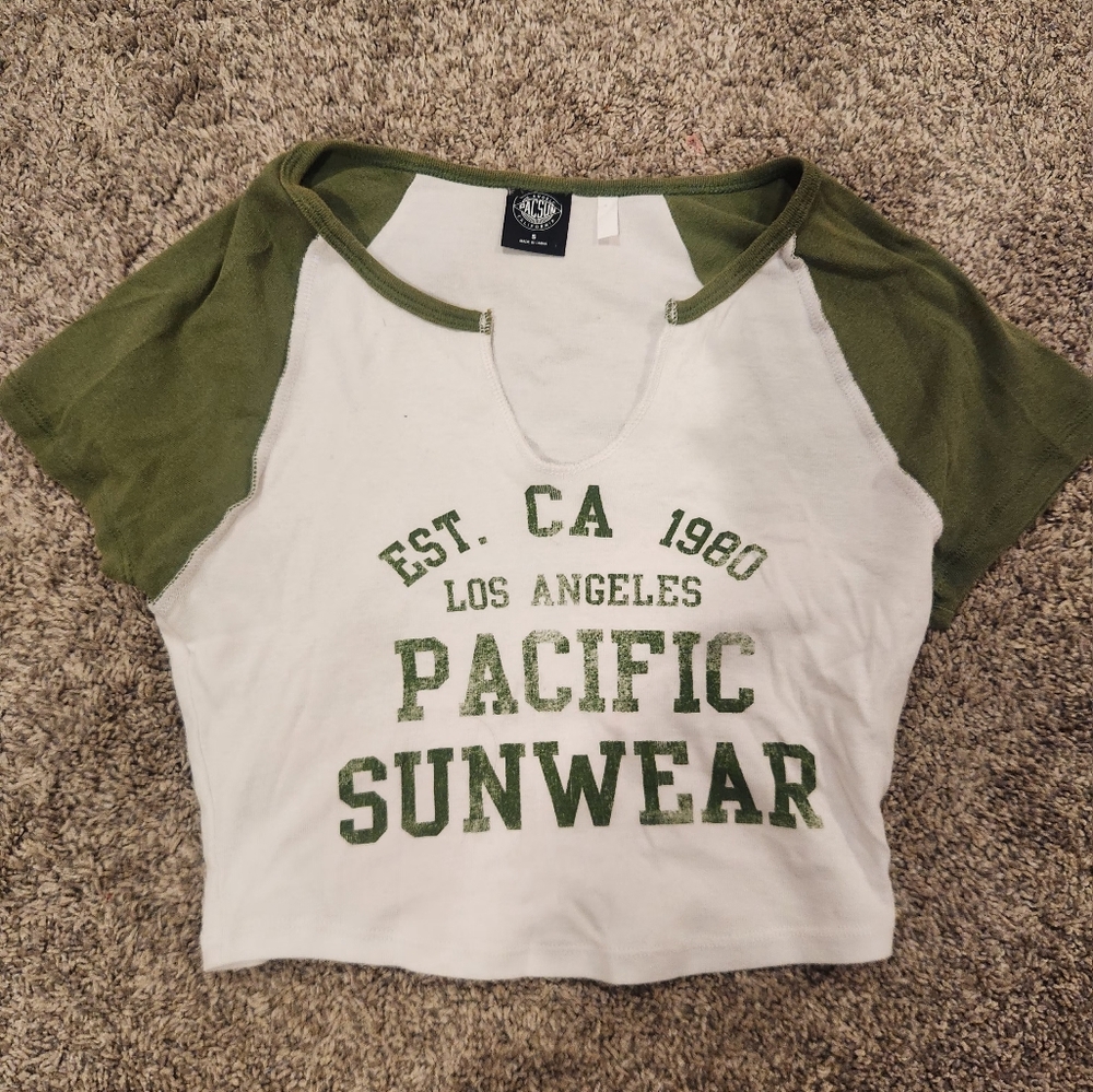 Green and White Pacific Sunwear Tee